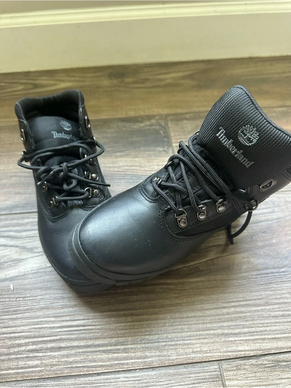 Timberland Kids Black Lace-Up Leather Boots